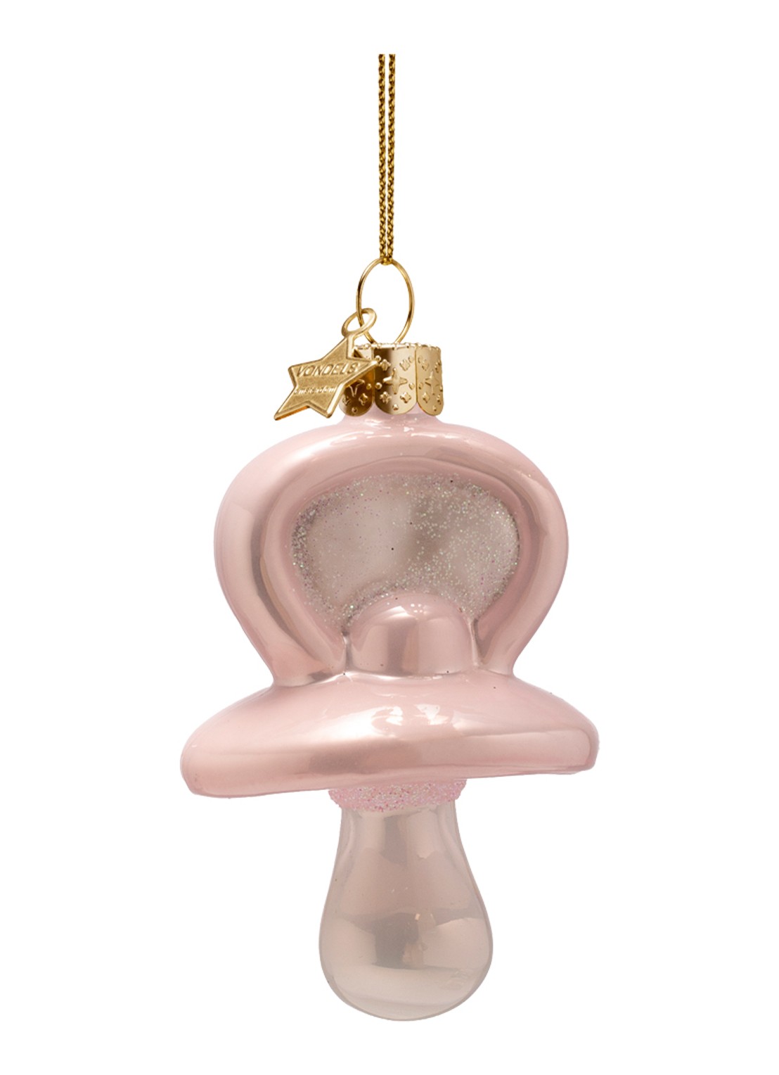 Vondels Fopspeen kersthanger 8 cm - achterkant 2 roze