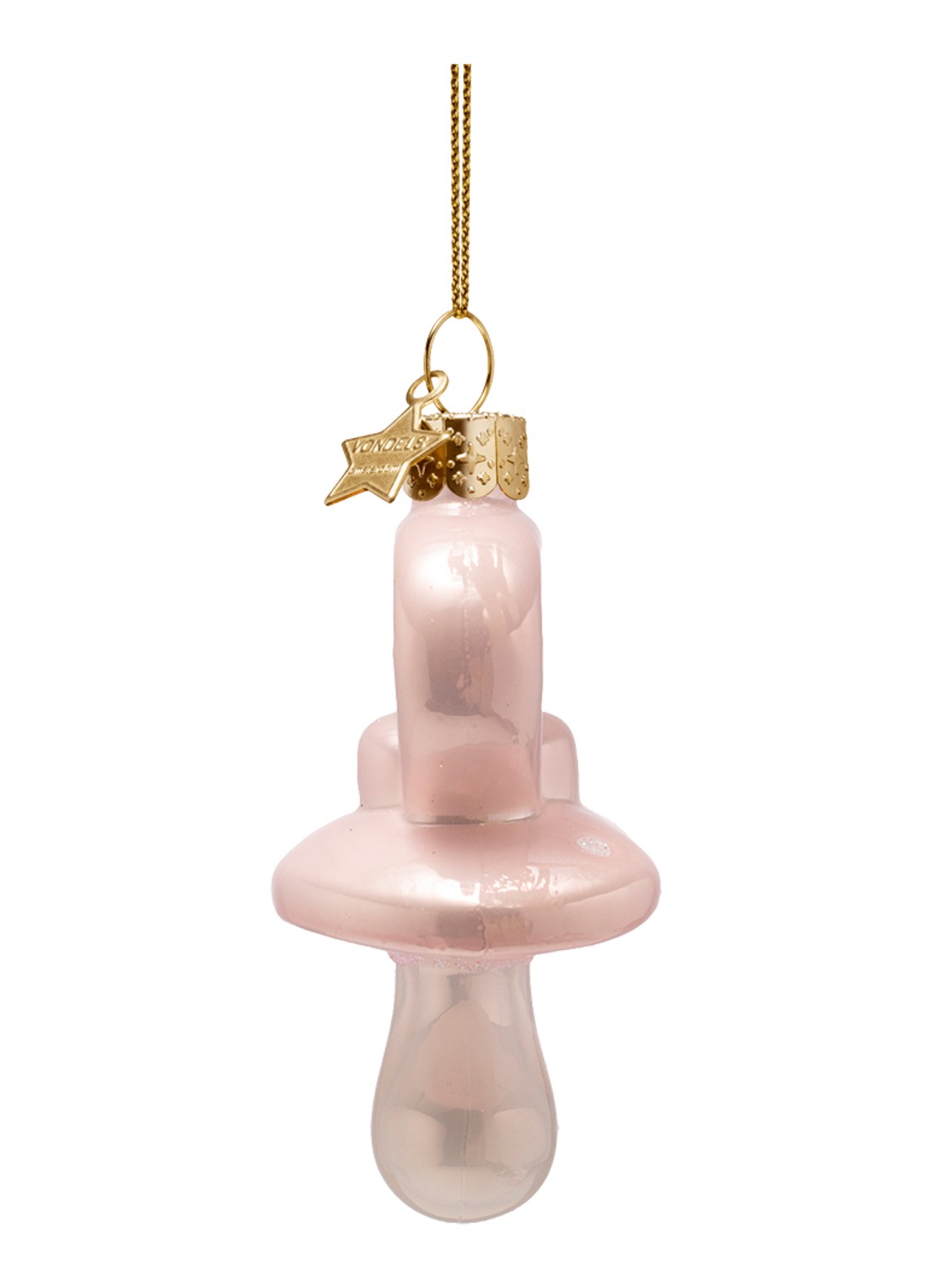 Vondels Fopspeen kersthanger 8 cm - detail roze