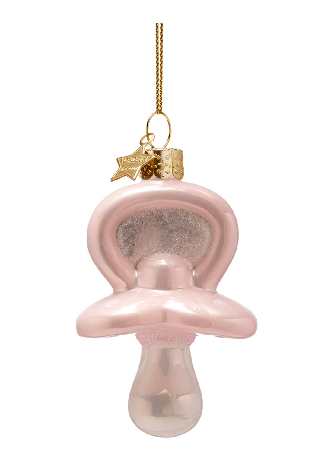 Vondels Fopspeen kersthanger 8 cm - voorkant 3 roze