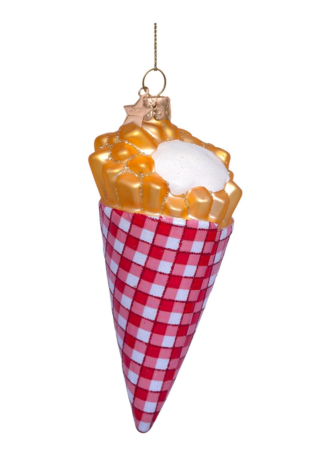 Vondels Friet met mayonaise kersthanger 12 cm - detail 3 roze