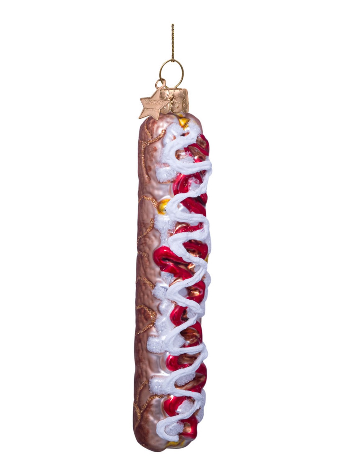 Vondels Frikandel Speciaal kersthanger 14 cm - detail bruin