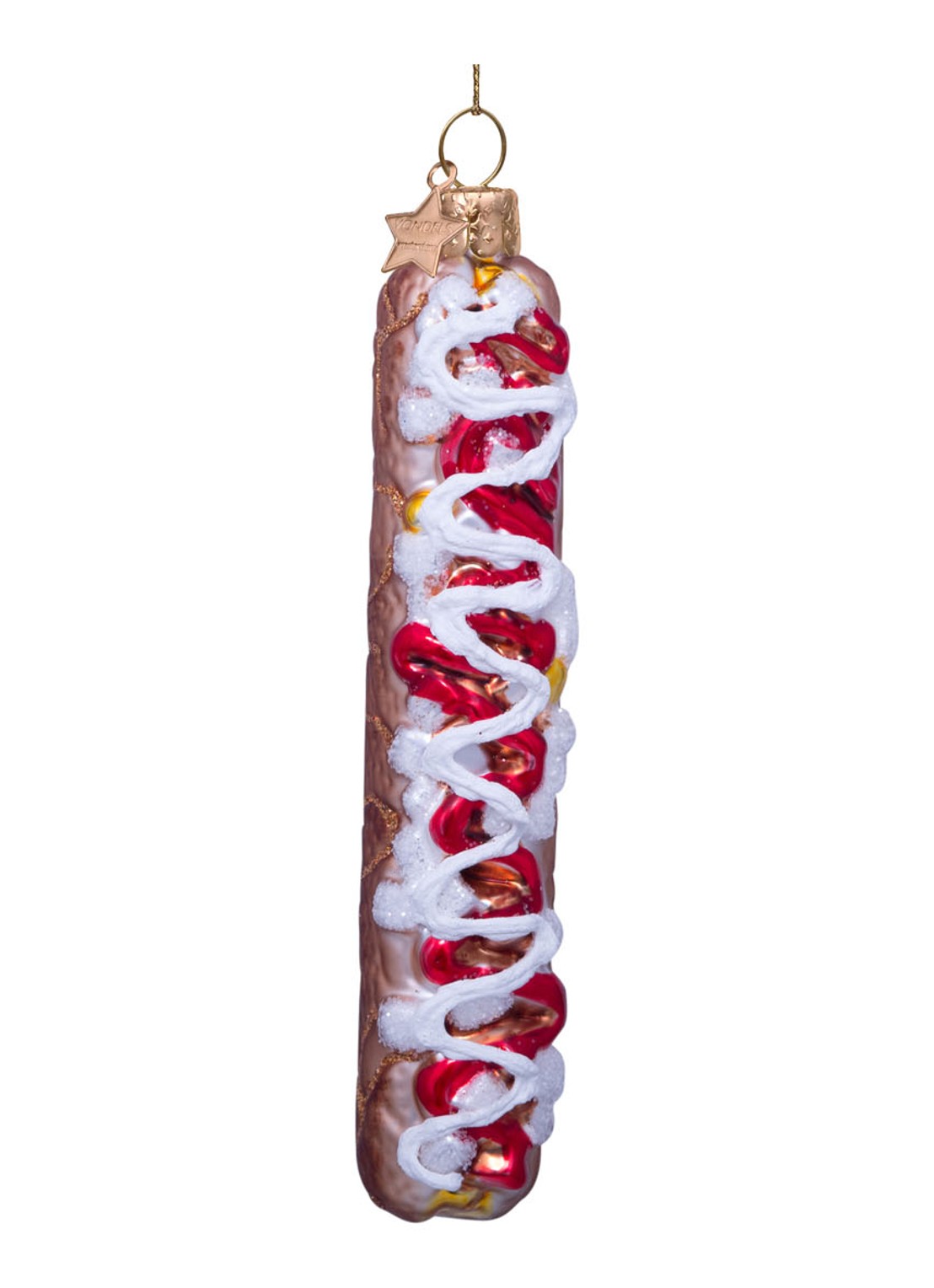 Vondels Frikandel Speciaal kersthanger 14 cm - voorkant 5 bruin