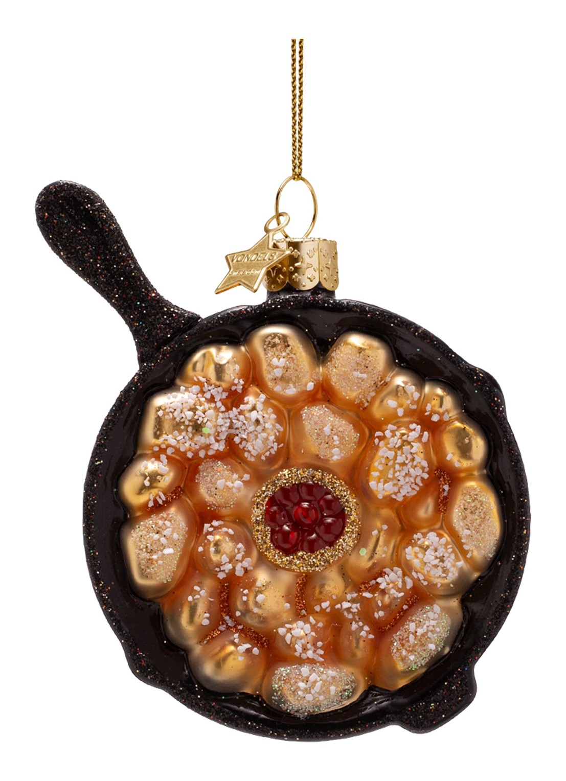 Vondels Gietijzeren Pan Met Kaiserschmarrn kersthanger 9 cm - voorkant 2 donkerbruin