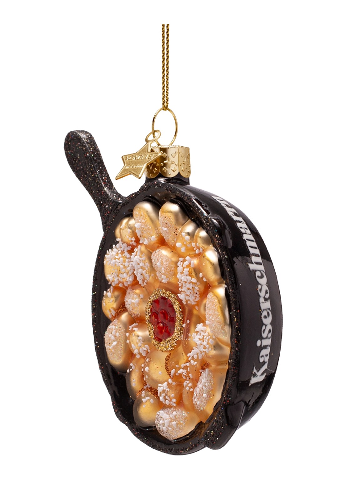 Vondels Gietijzeren Pan Met Kaiserschmarrn kersthanger 9 cm - voorkant 3 donkerbruin