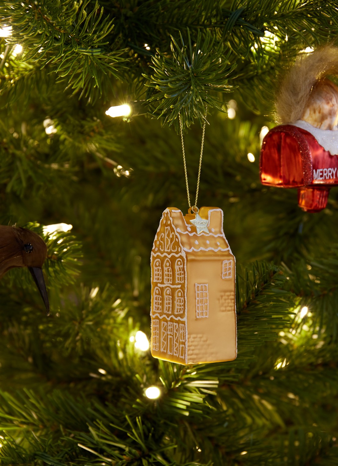 Vondels Ginger Bread Canal House kersthanger 8,5 cm - voorkant 3 orange