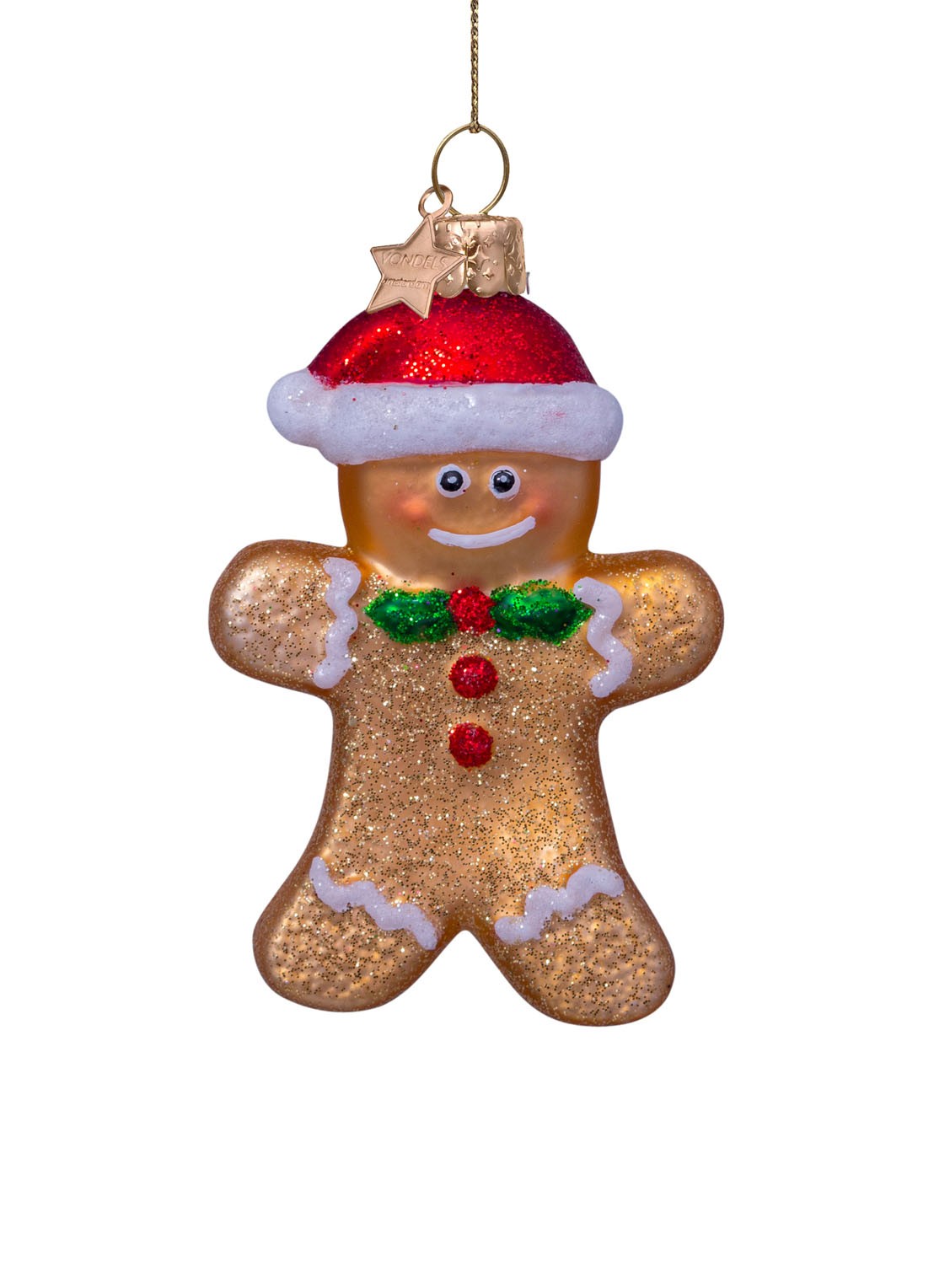 Vondels Gingerbread Cookie kersthanger 8,5 cm - detail 2 goud