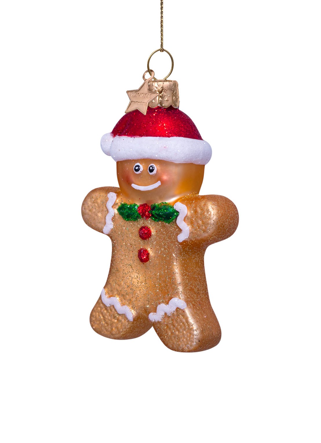 Vondels Gingerbread Cookie kersthanger 8,5 cm - detail 3 goud