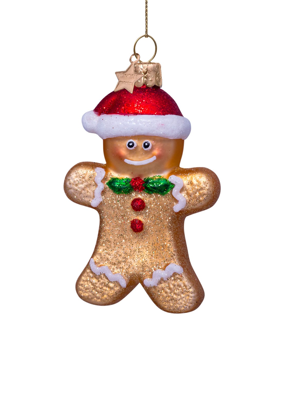 Vondels Gingerbread Cookie kersthanger 8,5 cm - voorkant goud