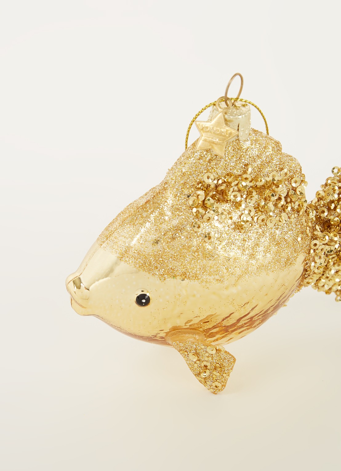 Vondels Gold Fish kersthanger 10 cm - detail 3 goud