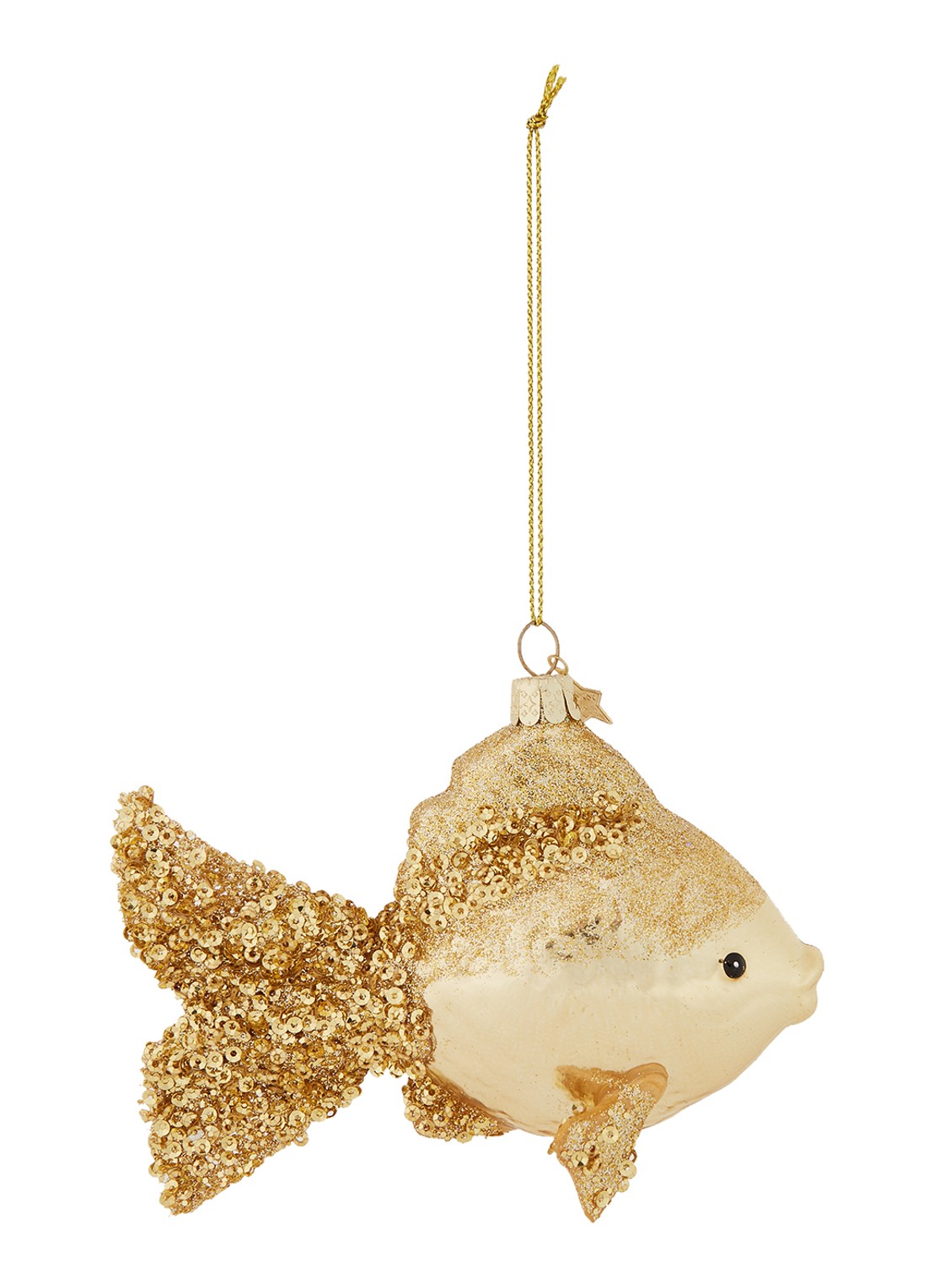 Vondels Gold Fish kersthanger 10 cm - voorkant goud