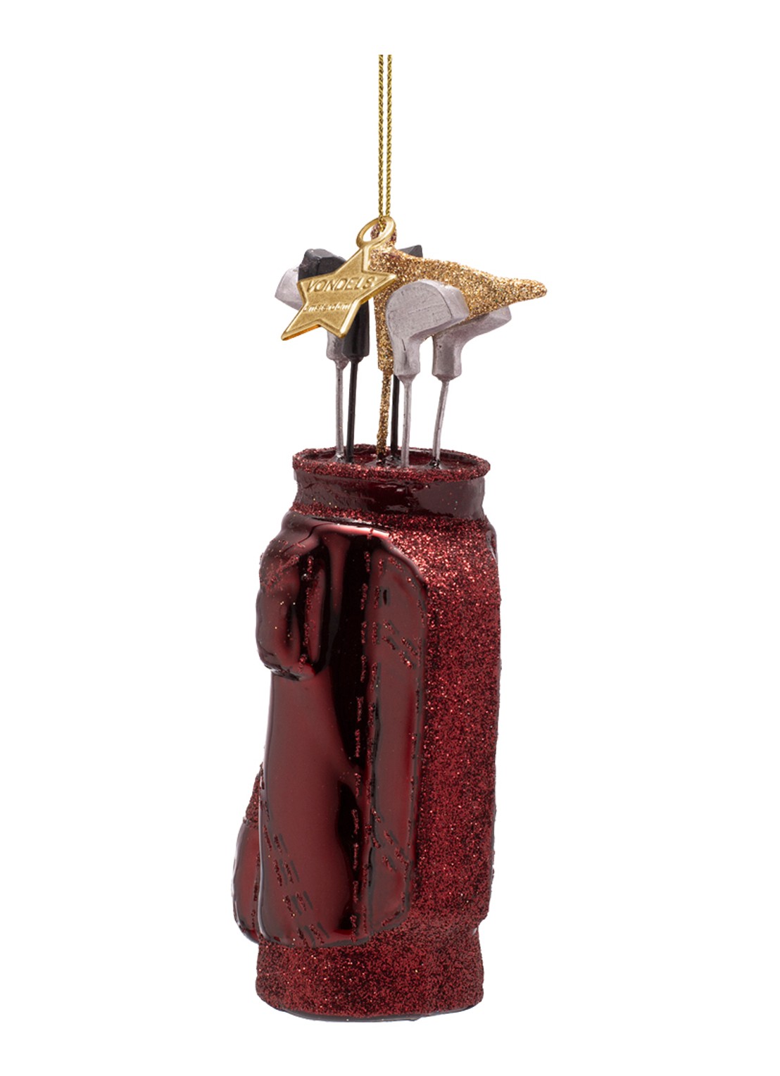 Vondels Golftas kersthanger 13 cm - detail 3 bordeauxrood
