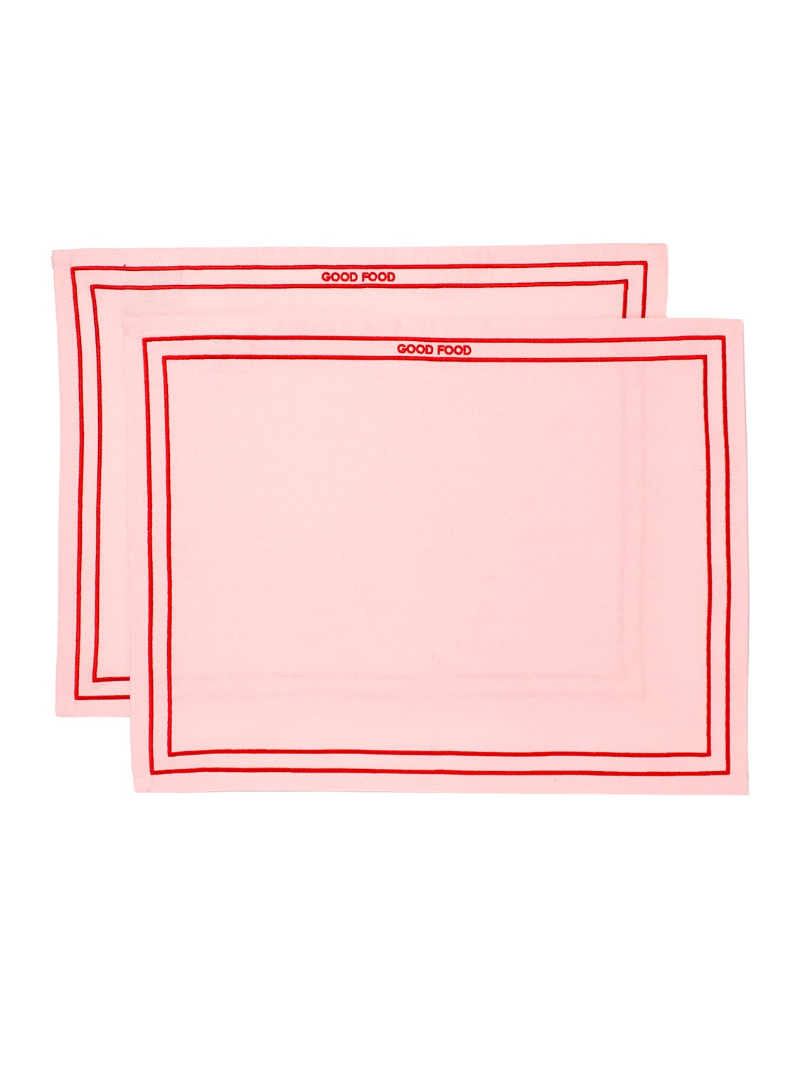 Vondels Good Food placemat 42 x 32 cm set van 2 - voorkant 2 roze