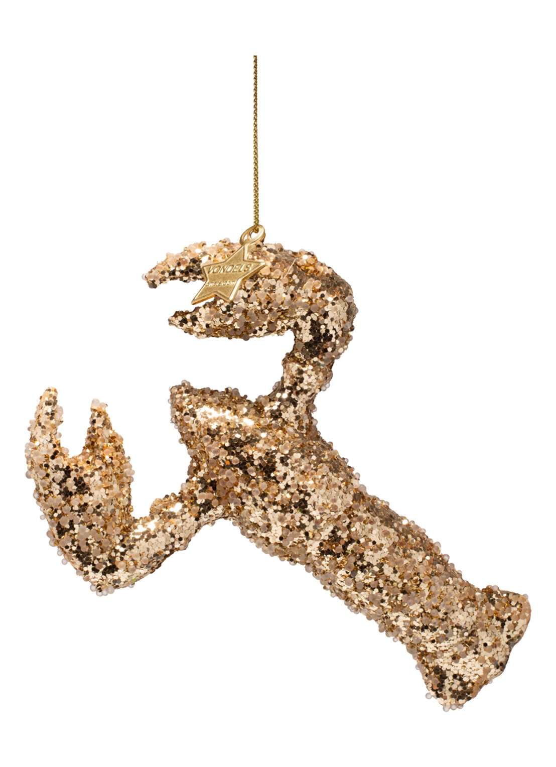 Vondels Gouden Kreeft kersthanger 13 cm - achterkant 3 goud