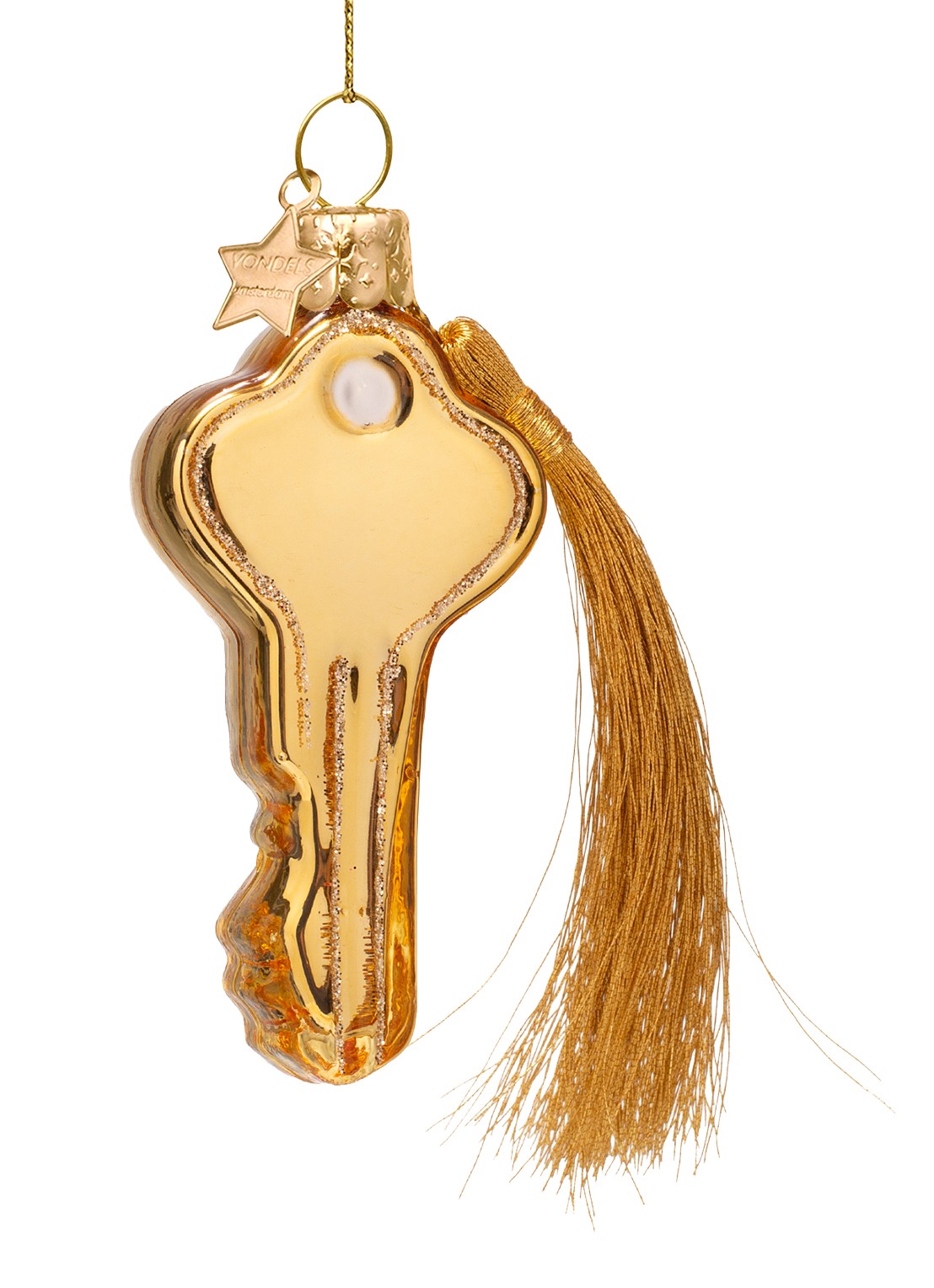 Vondels Gouden Sleutel kersthanger 8 cm - achterkant 4 goud
