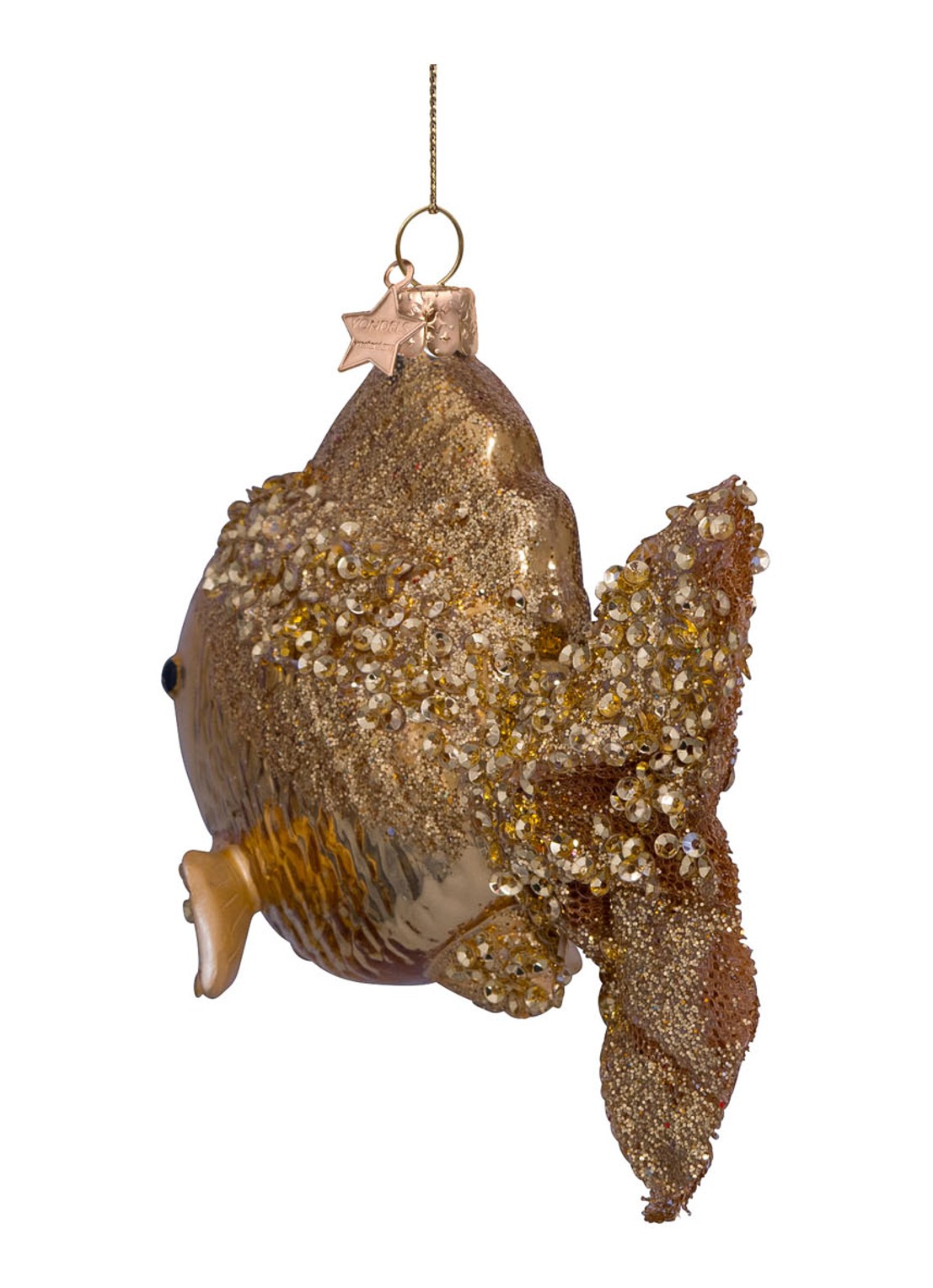 Vondels Goudvis kersthanger 9 cm - detail goud