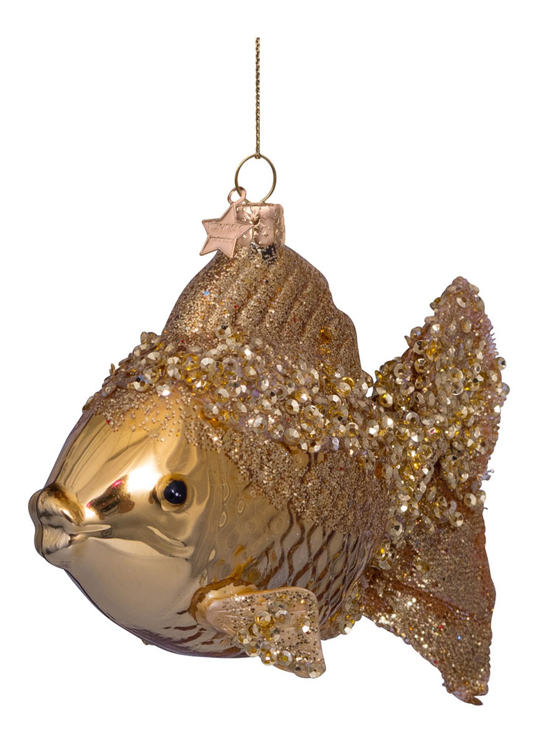 Vondels Goudvis kersthanger 9 cm - detail 3 goud
