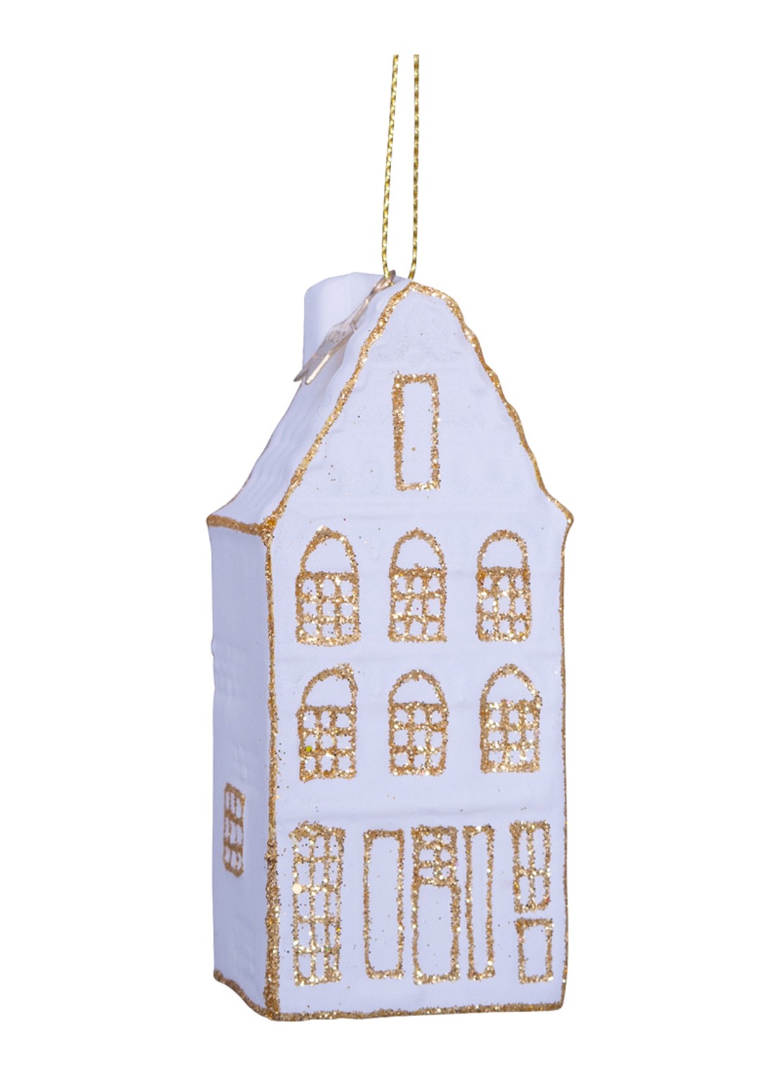 Vondels Grachtenpand kersthanger 8,5 cm - voorkant wit