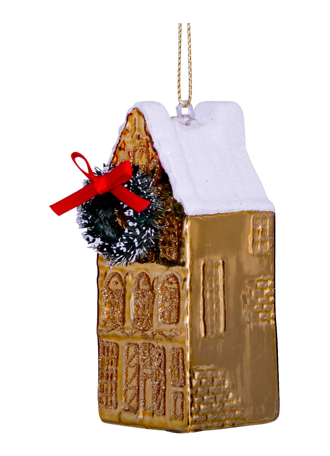 Vondels Grachtenwoning kersthanger 8,5 cm - detail 2 goud