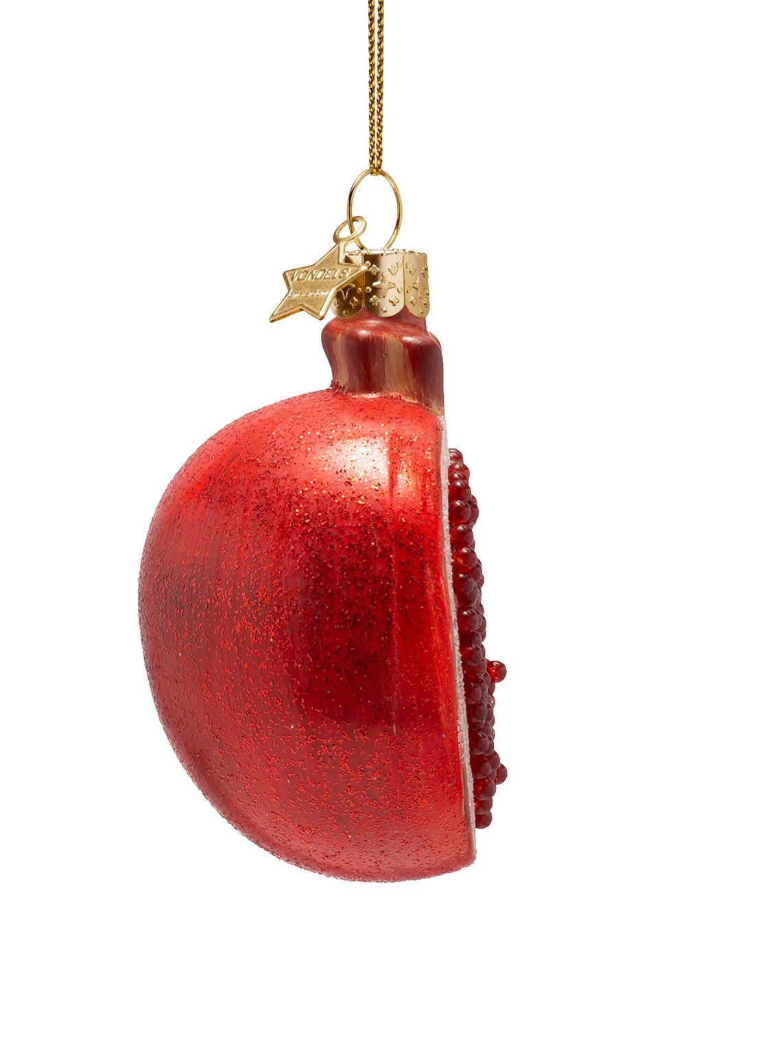 Vondels Granaatappel kersthanger 8 cm - achterkant 4 rood