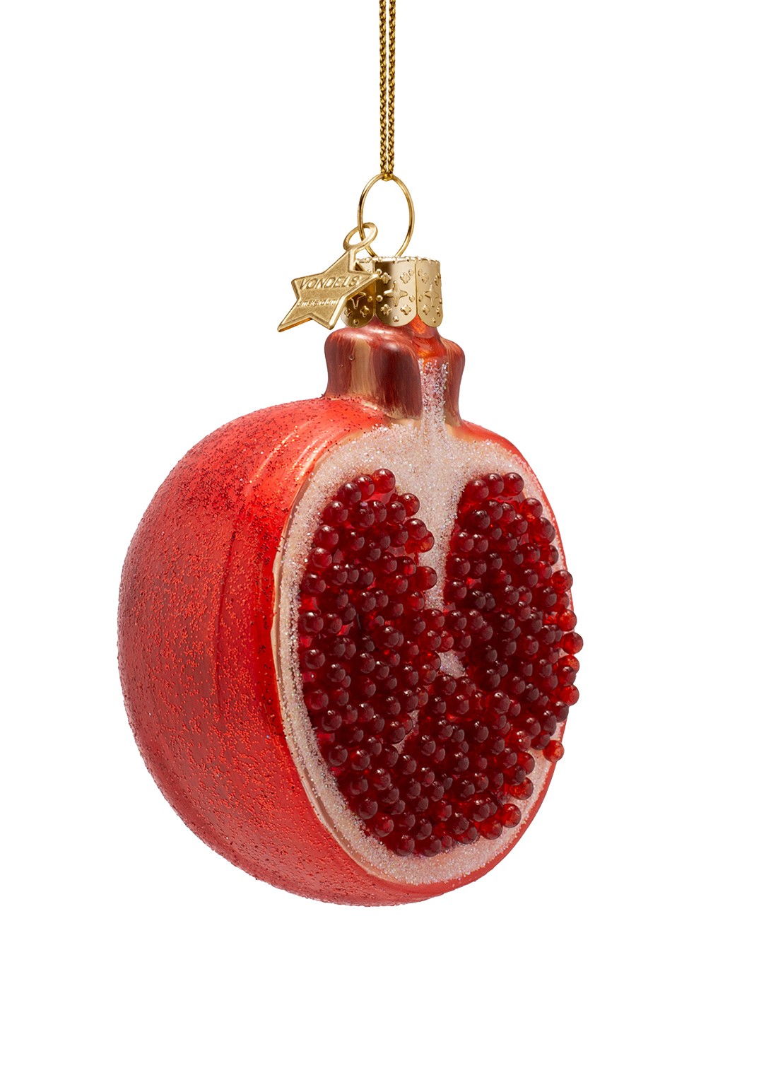 Vondels Granaatappel kersthanger 8 cm - voorkant 6 rood