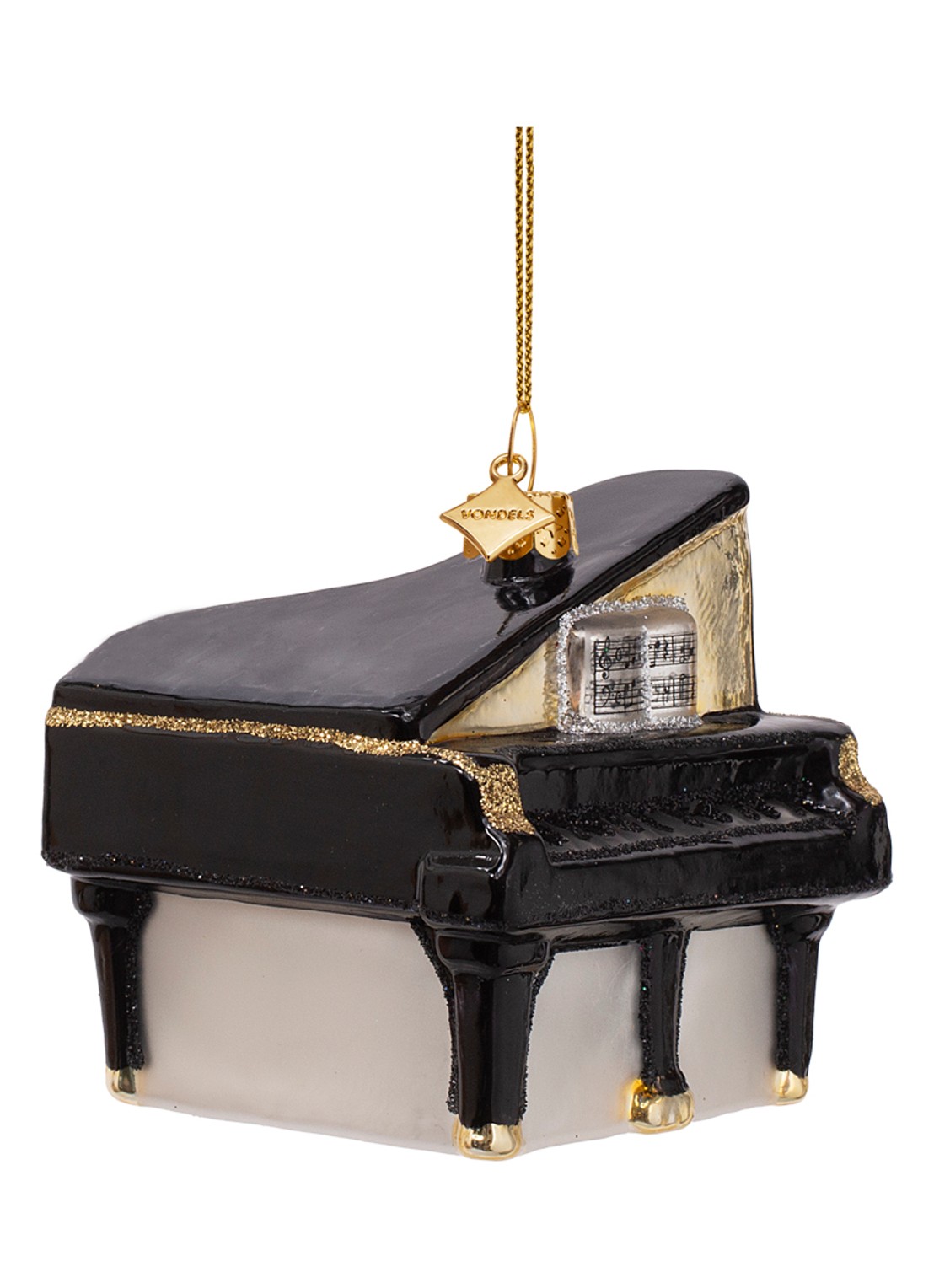 Vondels Grand Piano kersthanger 7,5 cm - voorkant zwart