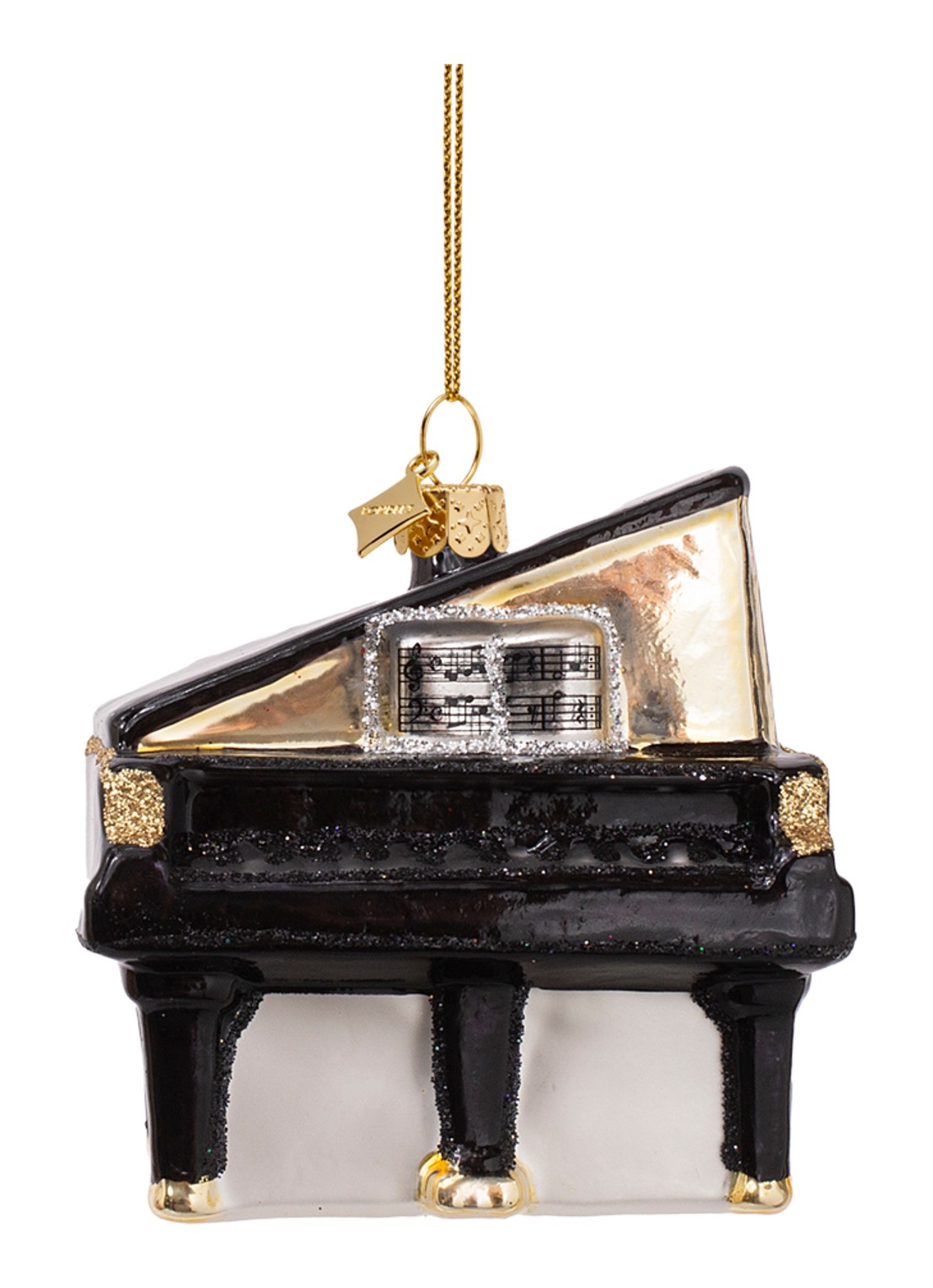 Vondels Grand Piano kersthanger 7,5 cm - voorkant 2 zwart