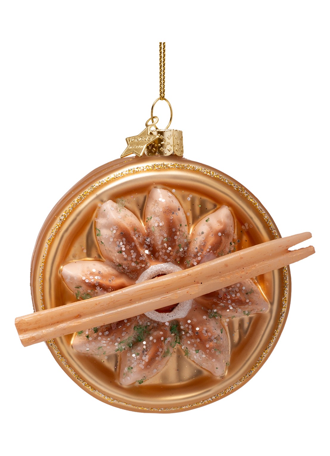 Vondels Gyoza Dumpling kersthanger 7,5 cm - voorkant 4 bruin