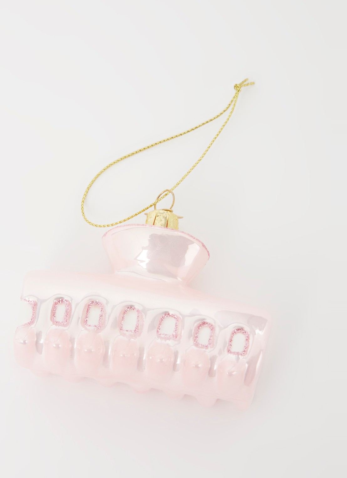 Vondels Haar Clip kersthanger 7 cm - detail 3 roze