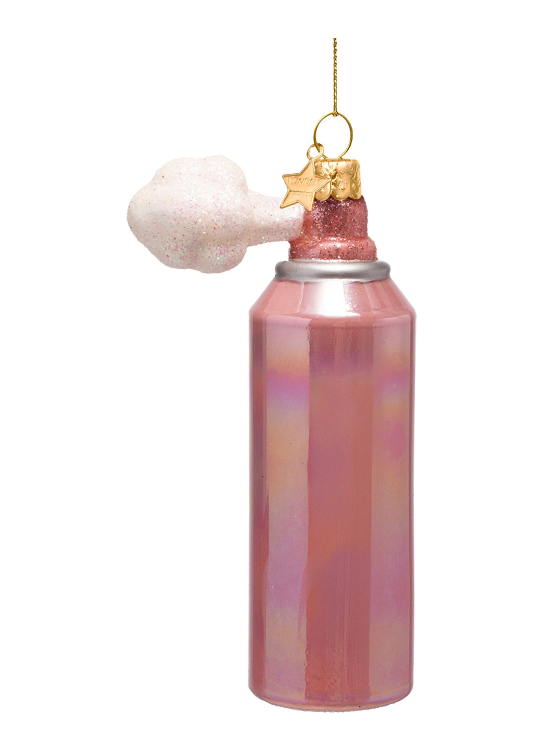 Vondels Haarspray kersthanger 11,5 cm - achterkant roze