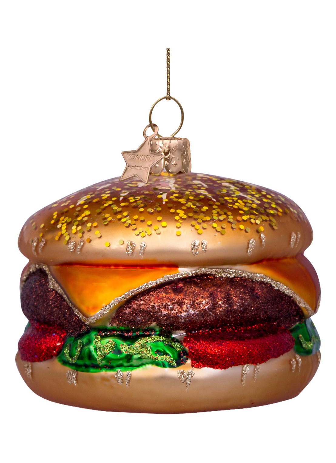 Vondels Hamburger kersthanger 6,5 cm - achterkant brons
