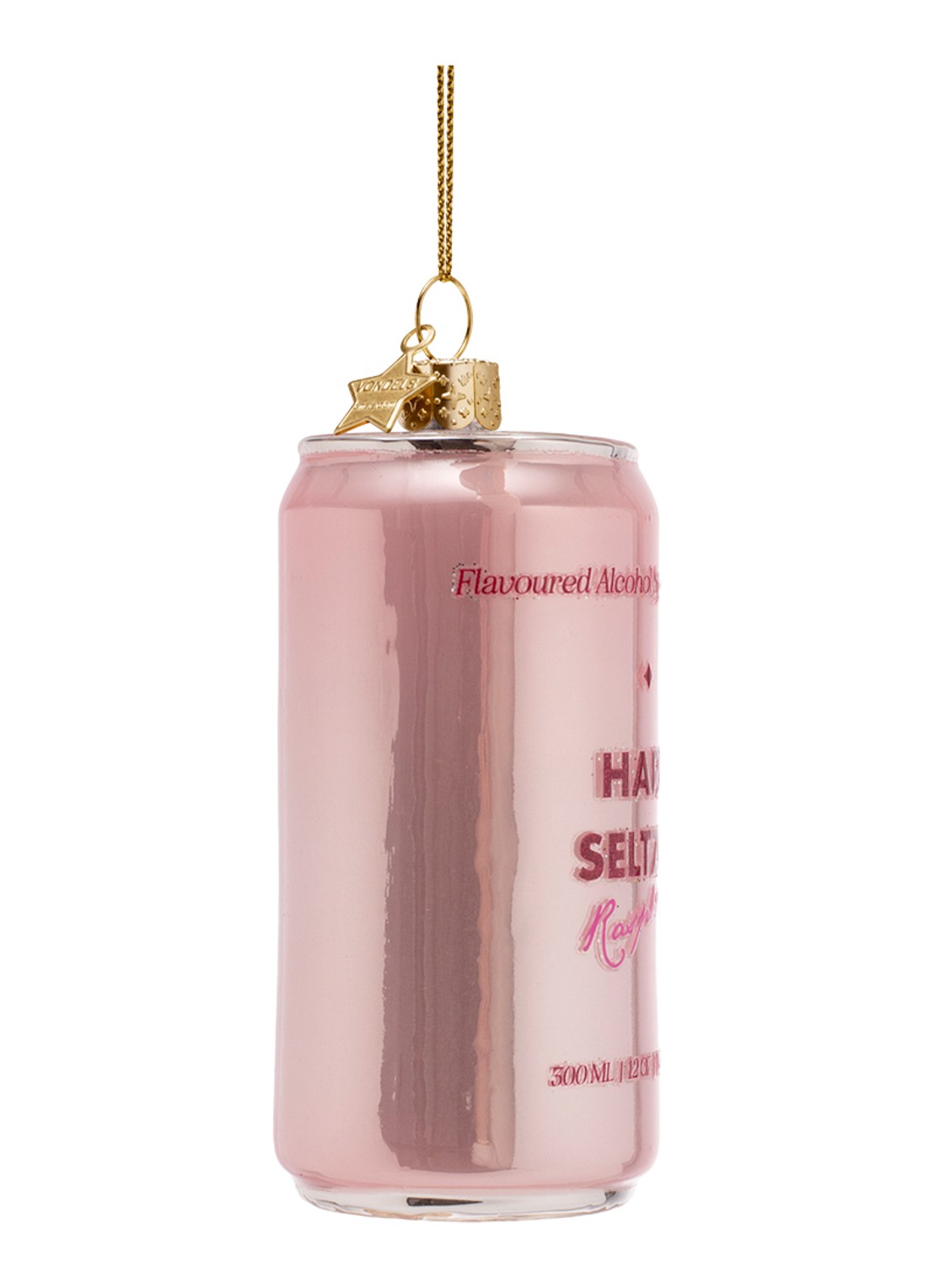 Vondels Hard Seltzer Raspberry kersthanger 9 cm - detail roze