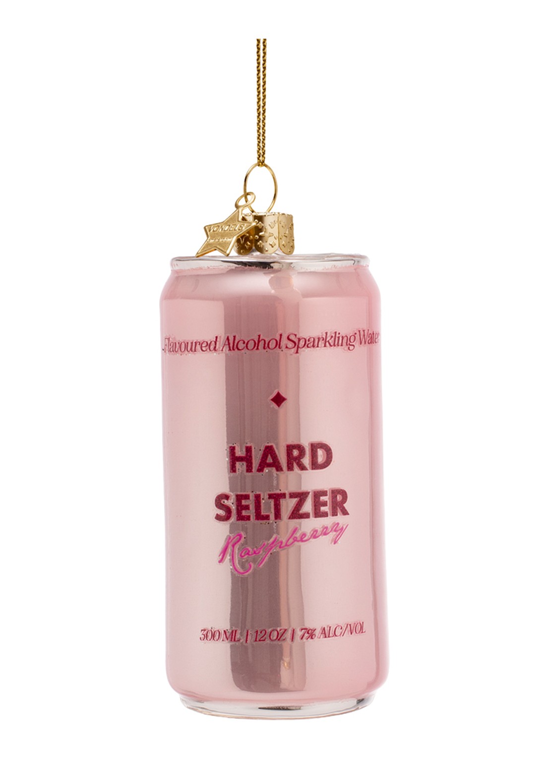 Vondels Hard Seltzer Raspberry kersthanger 9 cm - voorkant 3 roze