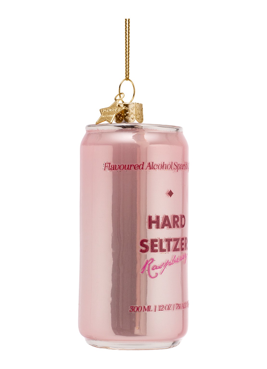 Vondels Hard Seltzer Raspberry kersthanger 9 cm - voorkant 4 roze