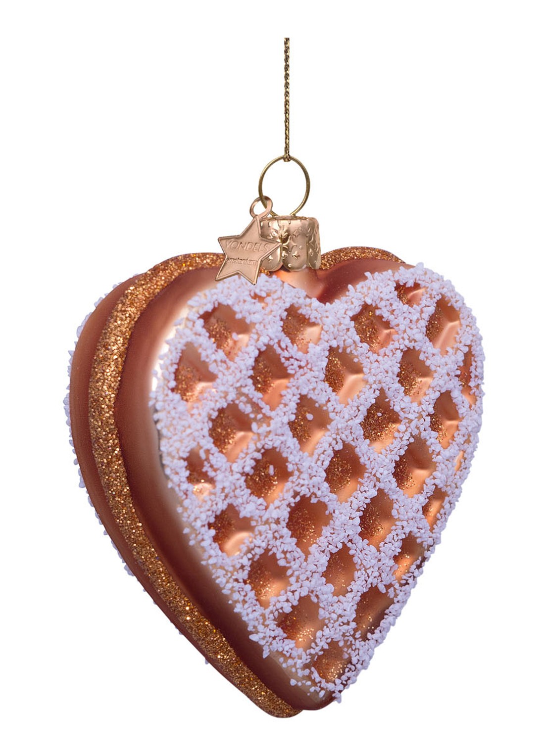 Vondels Hart wafel met ijs kersthanger 8,5 cm - detail 2 bruin