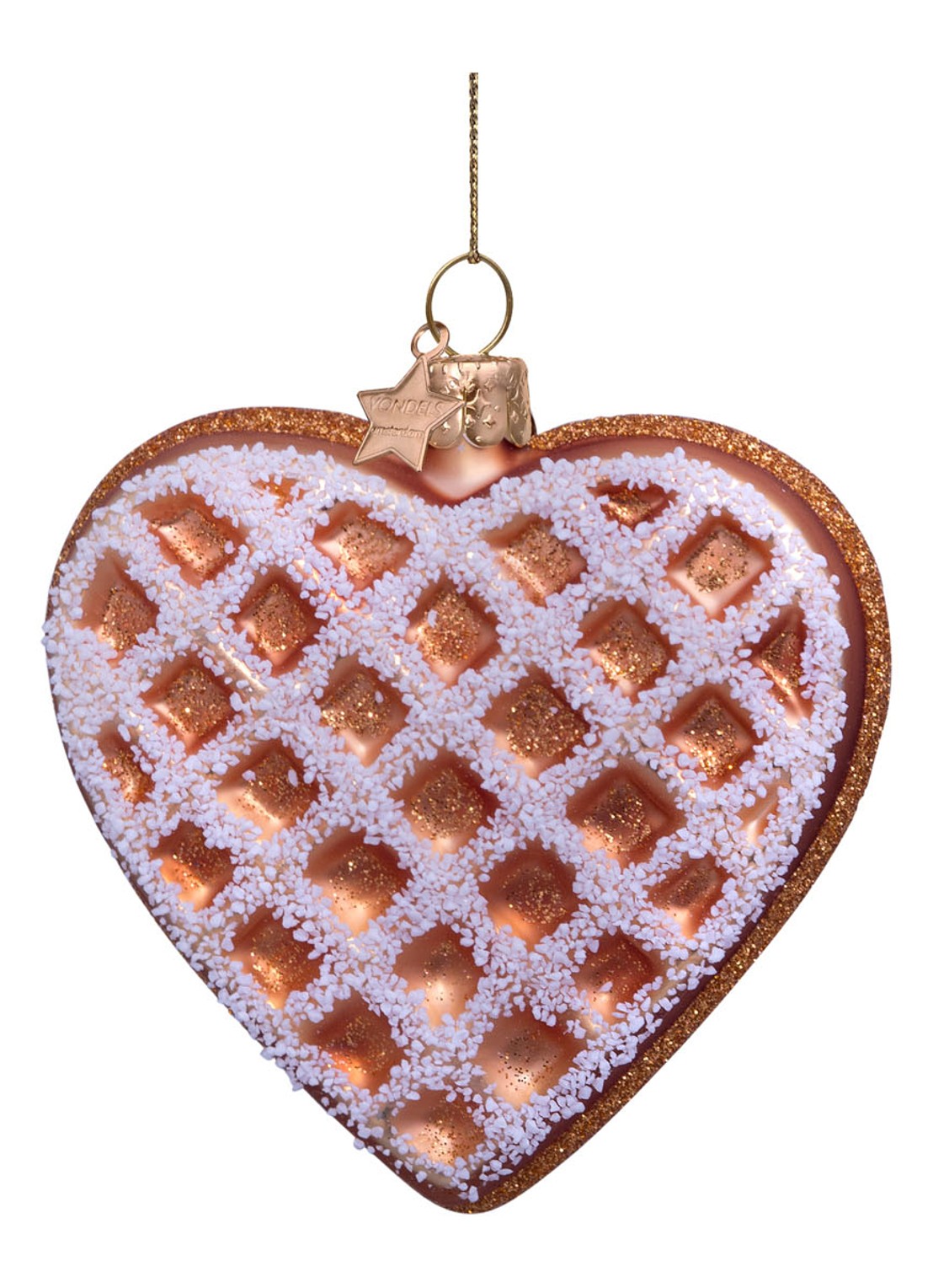 Vondels Hart wafel met ijs kersthanger 8,5 cm - detail 3 bruin
