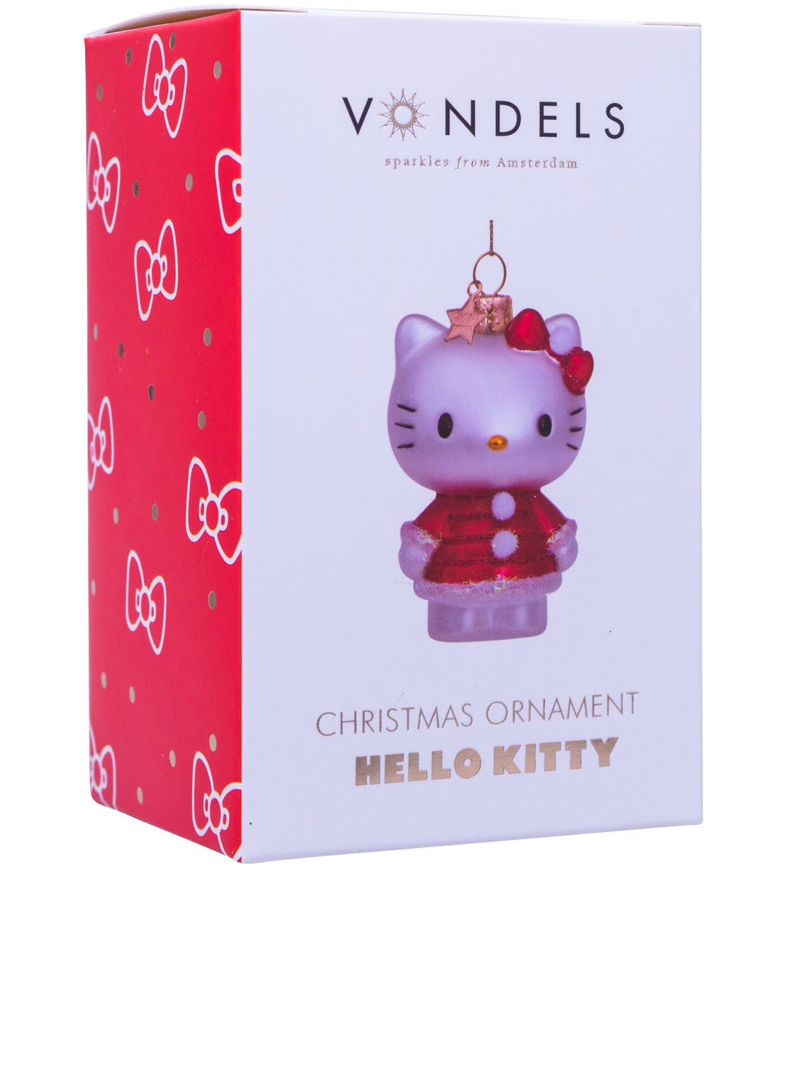 Vondels Hello Kitty in kerstjurk kersthanger 9 cm - detail rood