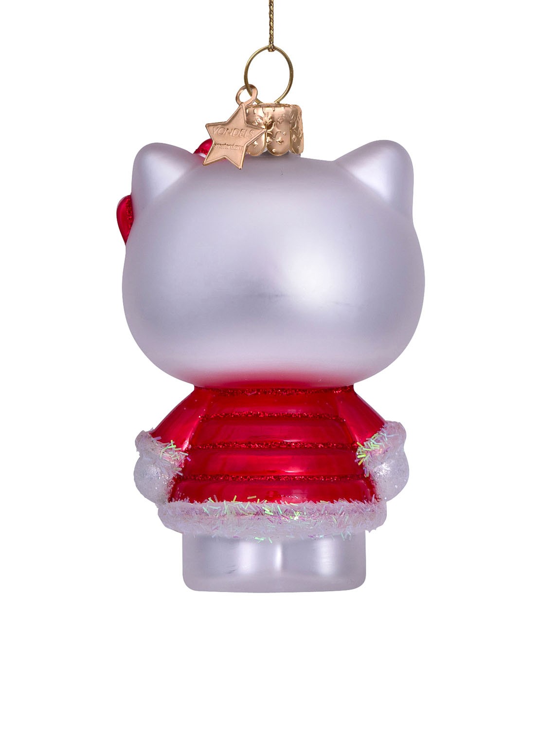 Vondels Hello Kitty in kerstjurk kersthanger 9 cm - detail 4 rood
