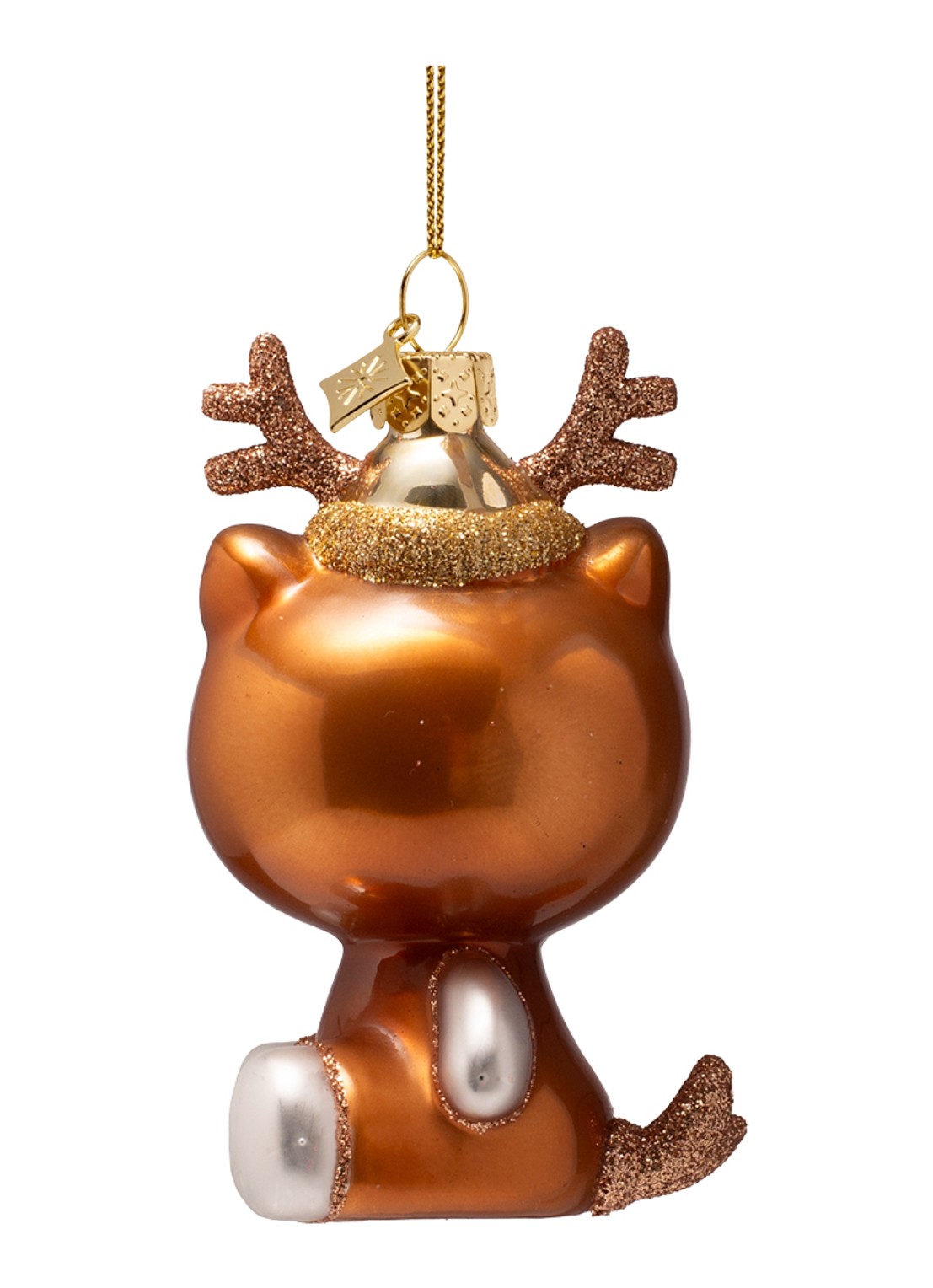 Vondels Hello Kitty in rendierpak kersthanger 9,5 cm - achterkant 2 brons