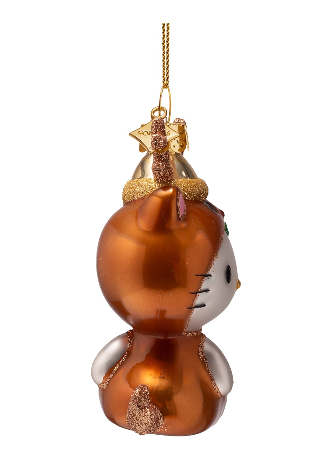 Vondels Hello Kitty in rendierpak kersthanger 9,5 cm - detail brons