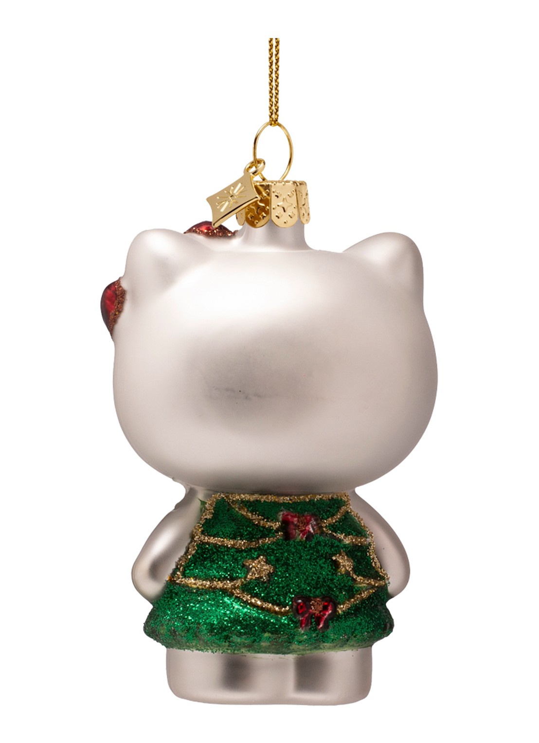 Vondels Hello Kitty kerstboom kersthanger 8,5 cm - achterkant 3 groen