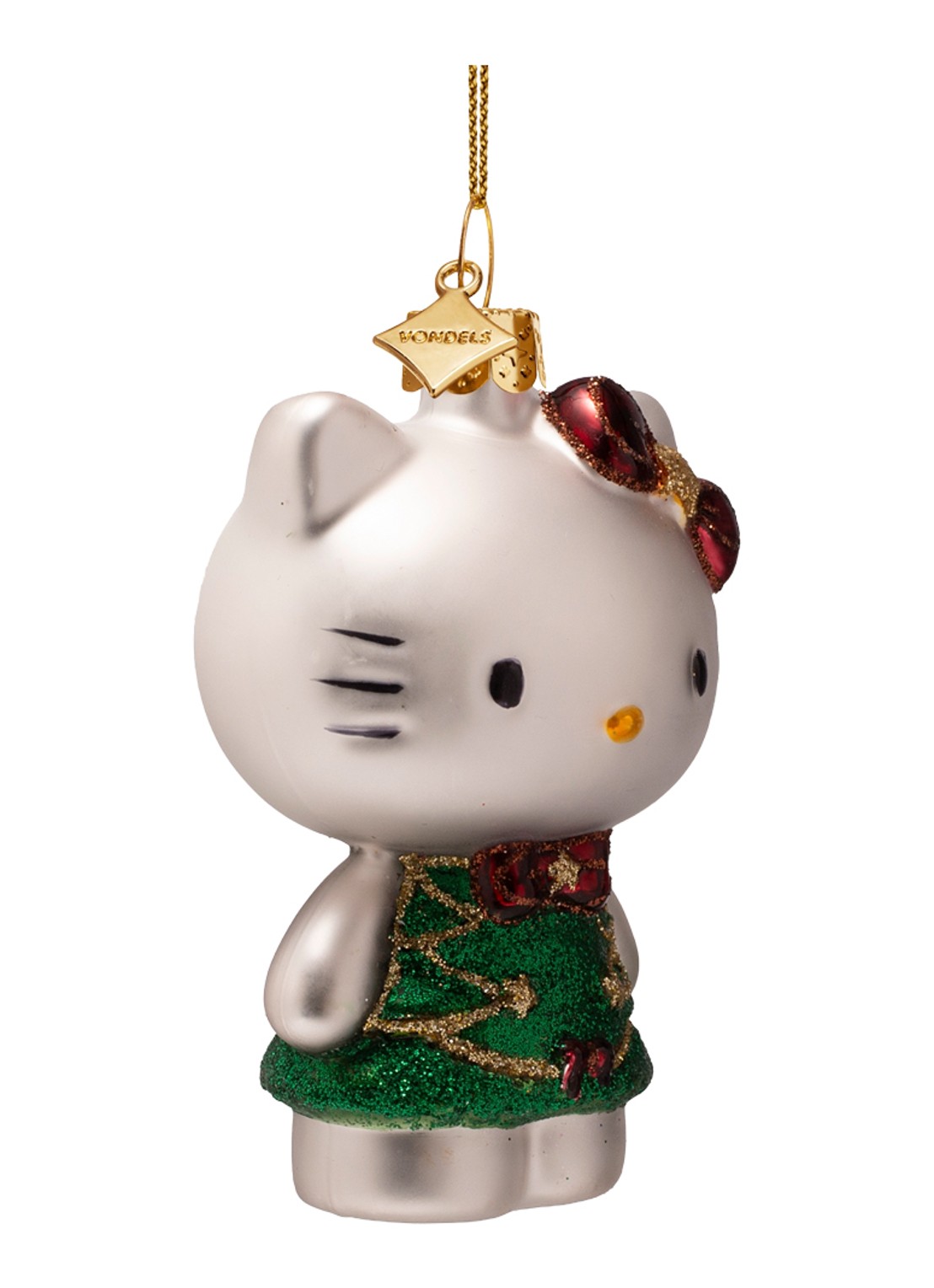 Vondels Hello Kitty kerstboom kersthanger 8,5 cm - voorkant 2 groen