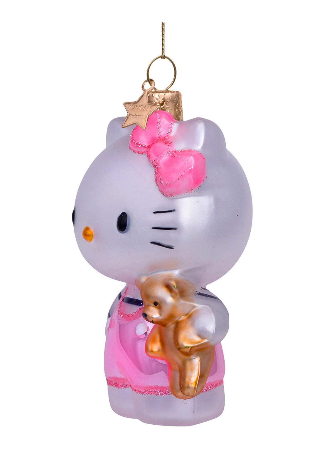 Vondels Hello Kitty met Beer kersthanger 9 cm - voorkant 2 roze