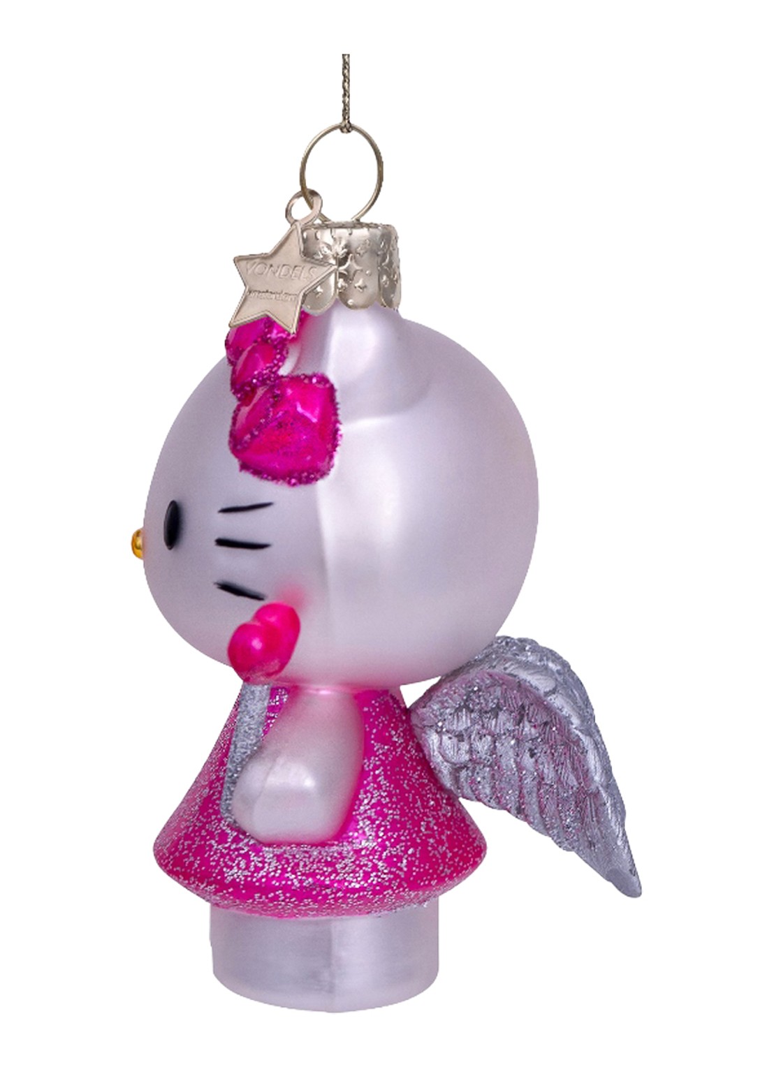 Vondels Hello Kitty met toverstaf kersthanger 9 cm - detail 2 roze