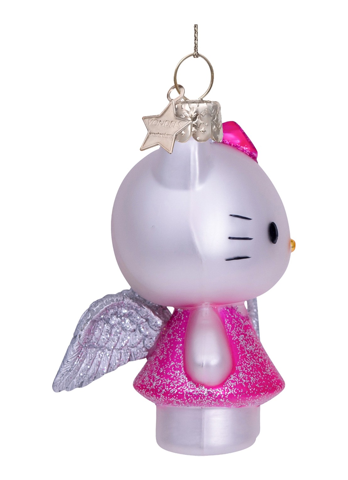 Vondels Hello Kitty met toverstaf kersthanger 9 cm - voorkant 5 roze
