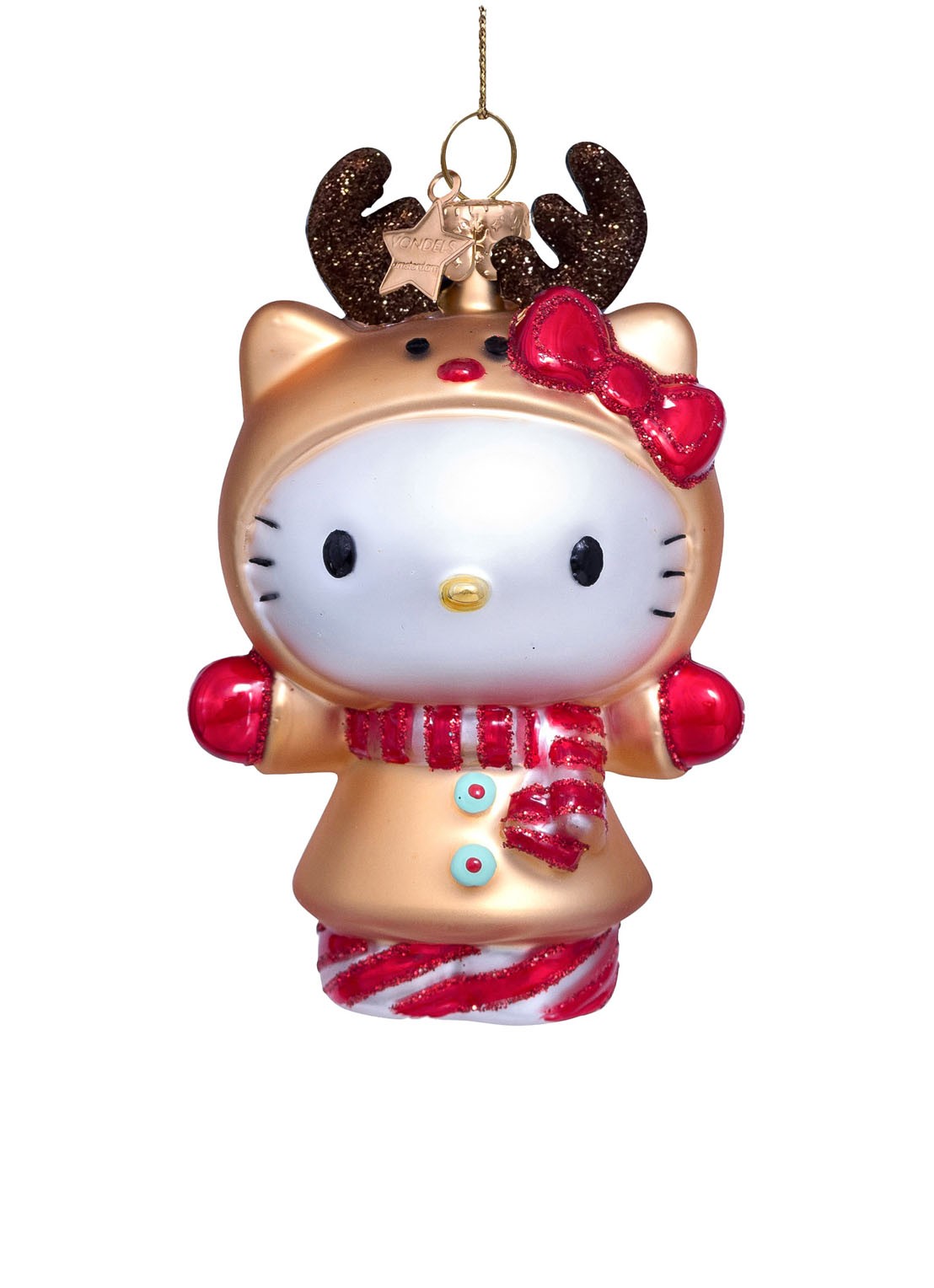 Vondels Hello Kitty rendier 10 cm - voorkant goud