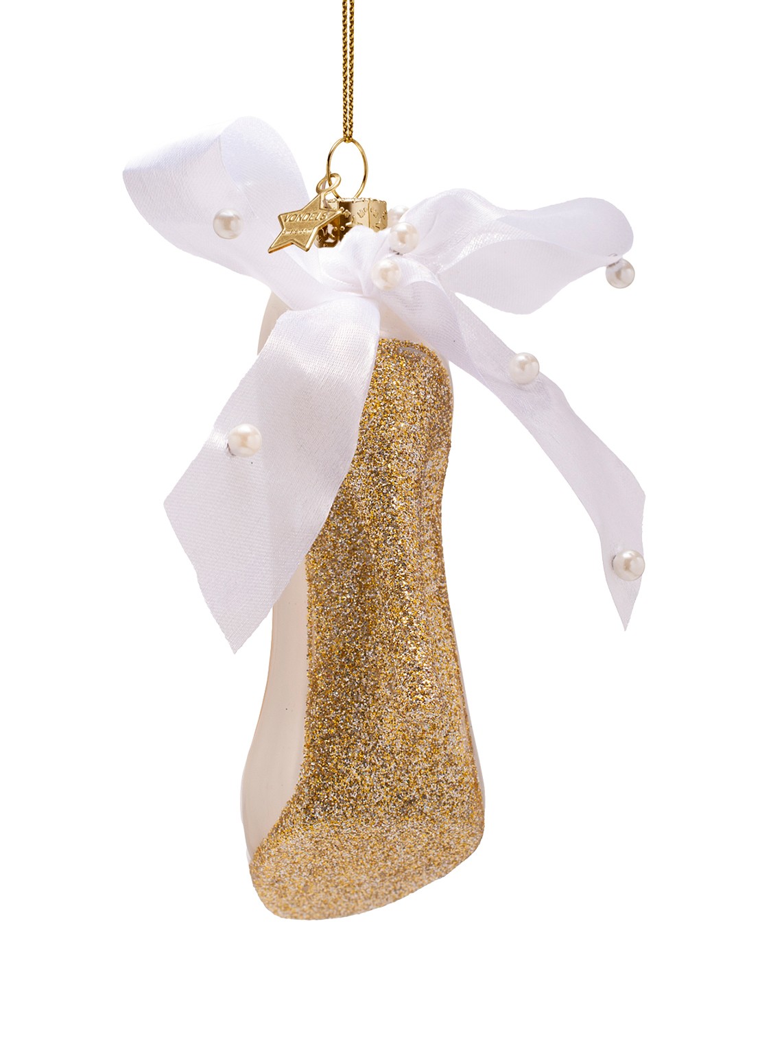 Vondels Hoge hakken kersthanger 9 cm - detail creme