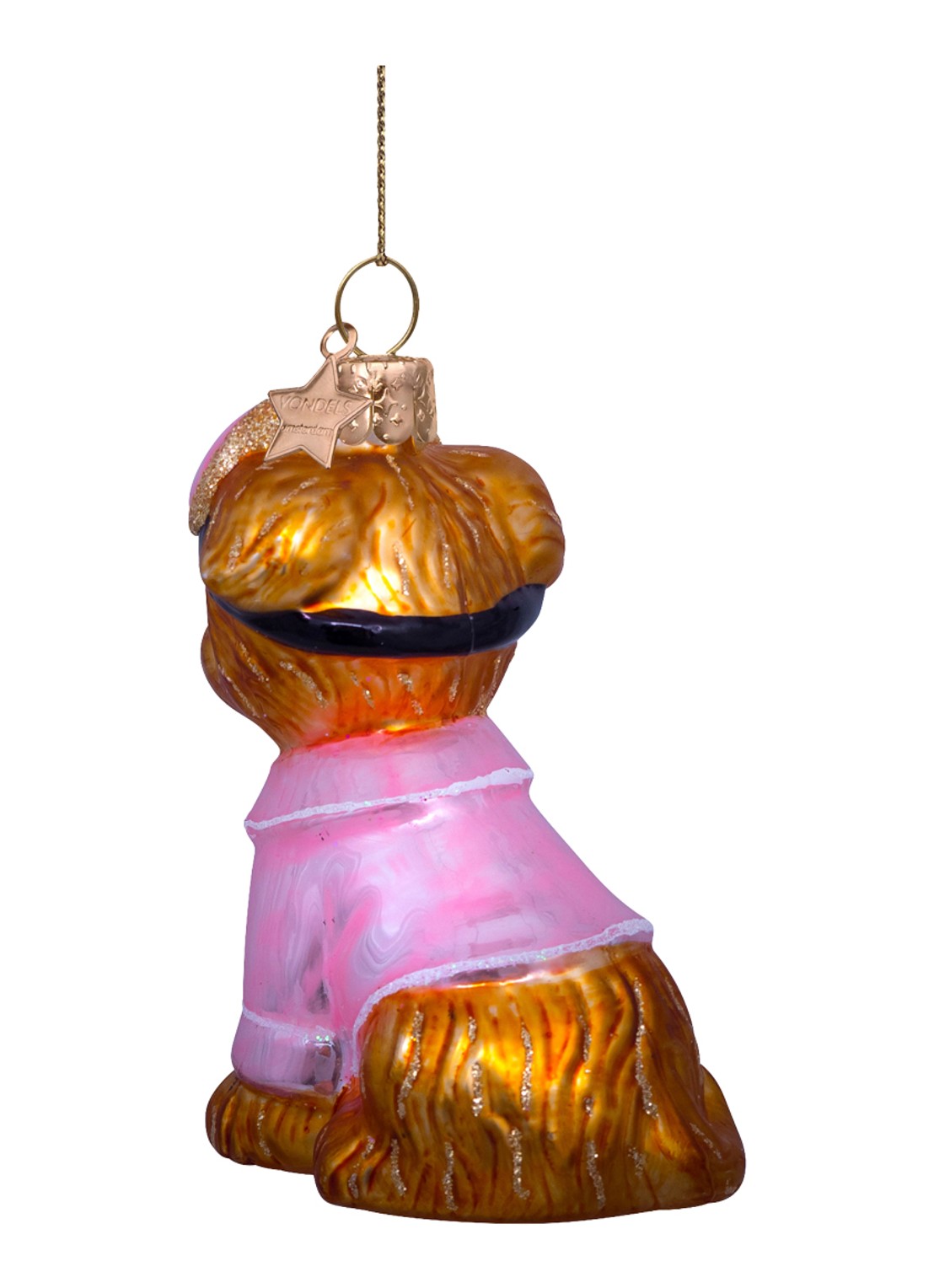 Vondels Hond met pyjama en slaapmasker 8,5 cm - achterkant 3 roze
