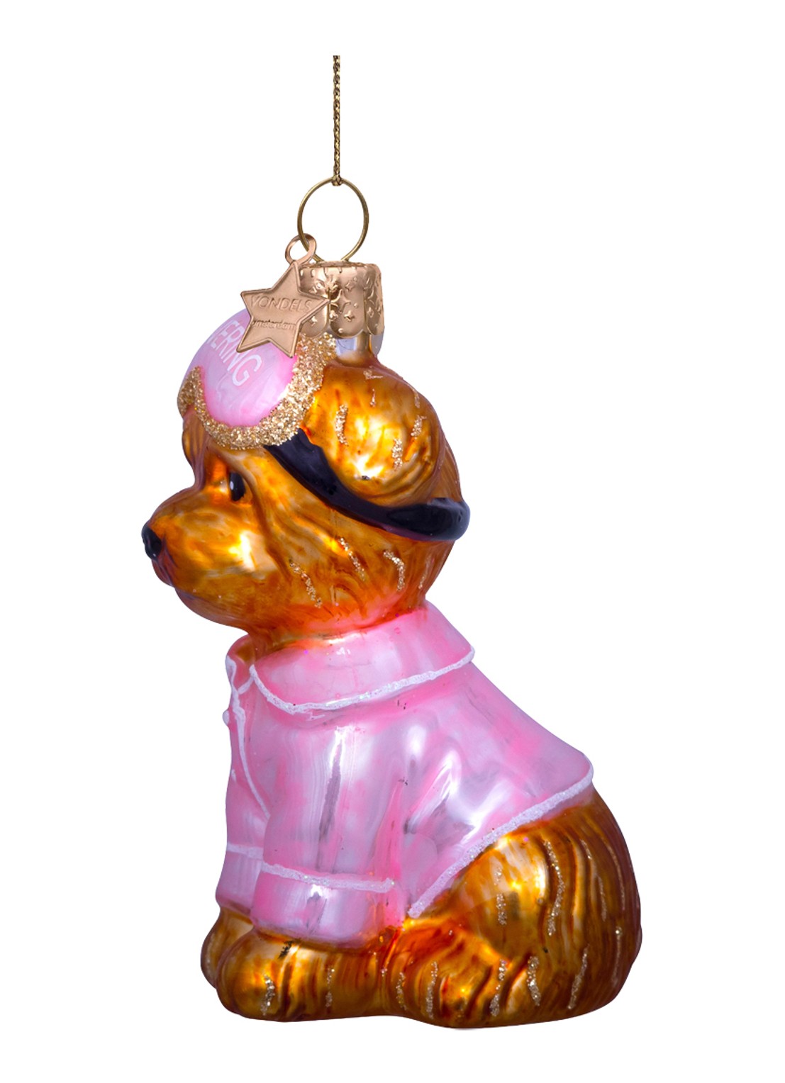 Vondels Hond met pyjama en slaapmasker 8,5 cm - detail 4 roze