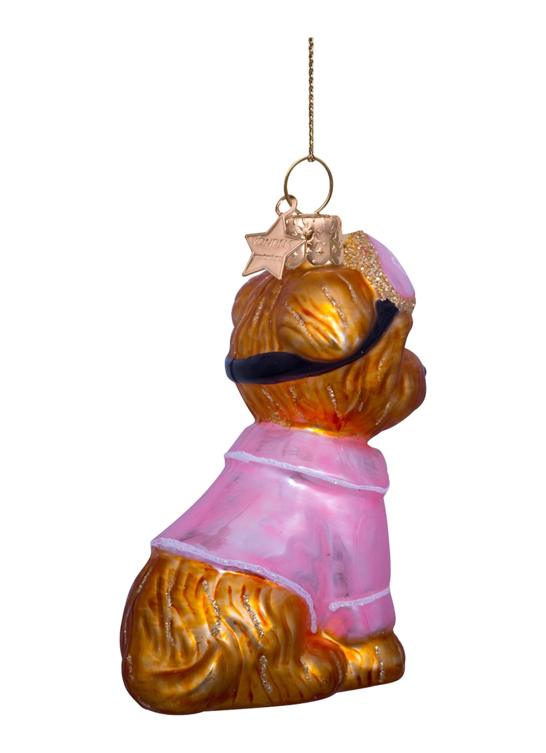 Vondels Hond met pyjama en slaapmasker 8,5 cm - detail 5 roze