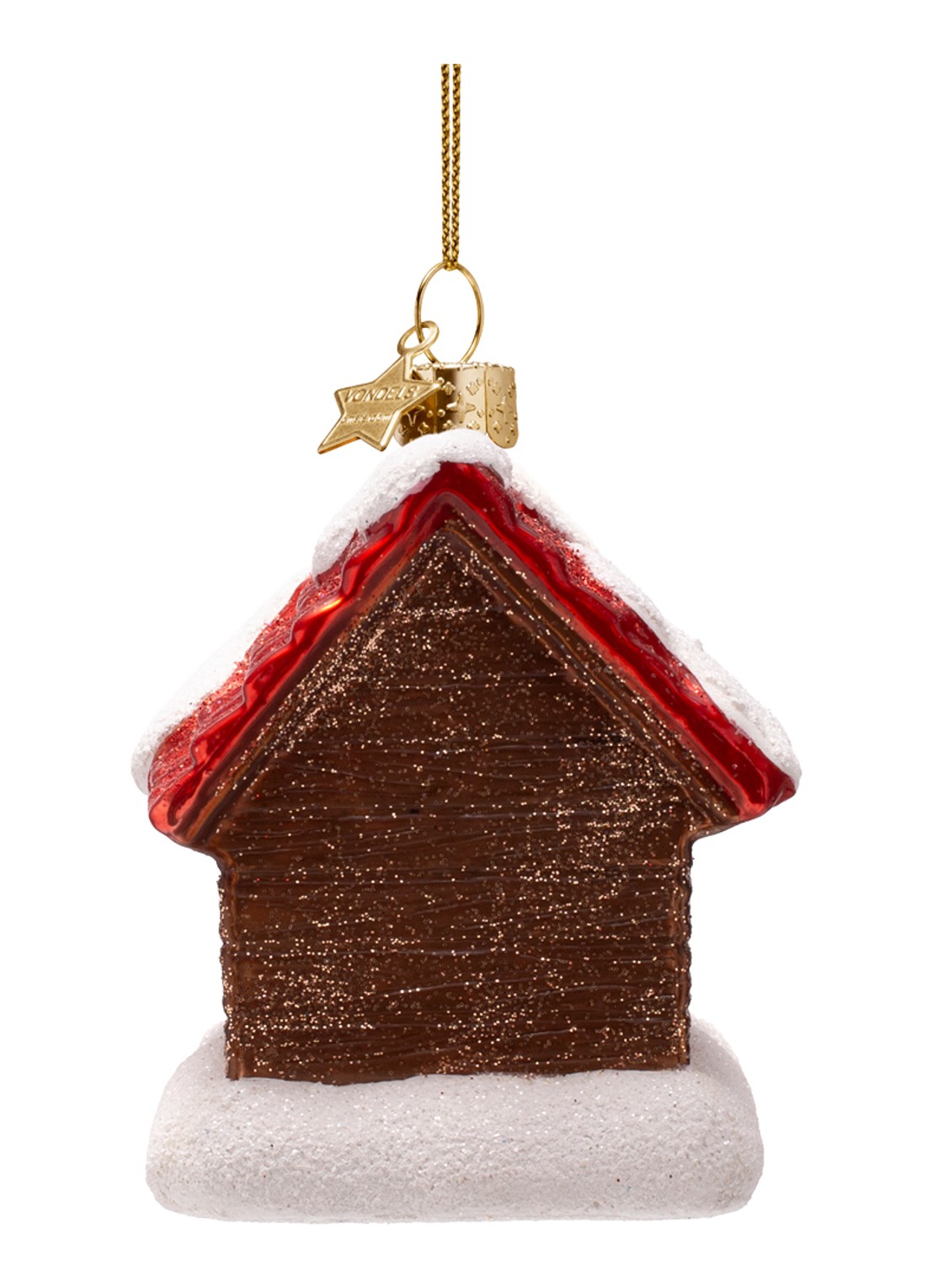 Vondels Hondenhuis kersthanger 8,5 cm - achterkant 3 bruin